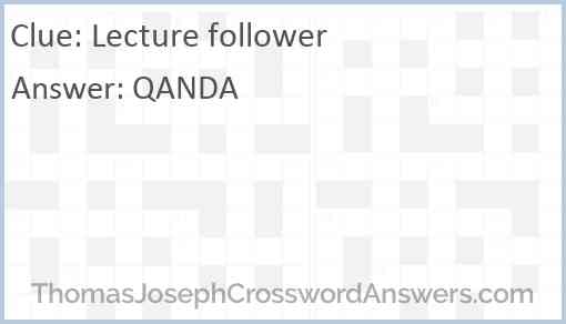 Lecture follower Answer