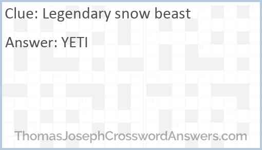 Legendary snow beast Answer