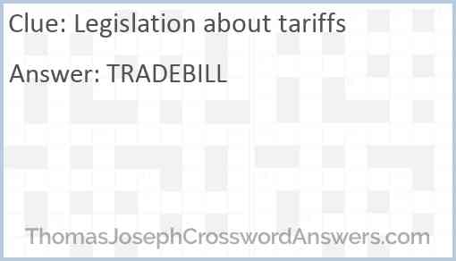 Legislation about tariffs Answer
