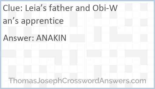 Leia’s father and Obi-Wan’s apprentice Answer