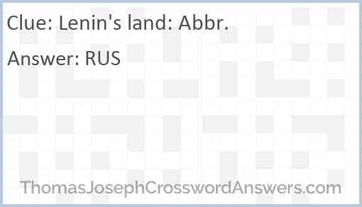 Lenin's land: Abbr. Answer