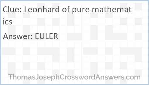 Leonhard of pure mathematics Answer