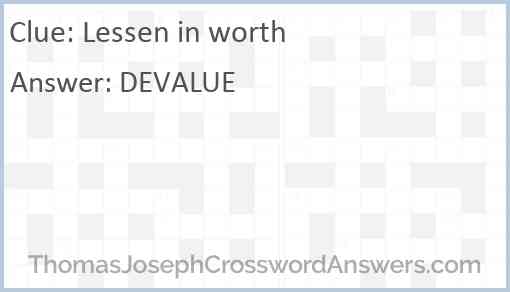 Lessen in worth Answer