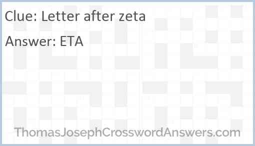 Letter after zeta Answer