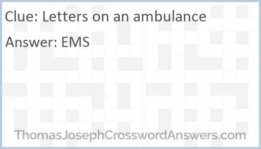 Letters on an ambulance Answer