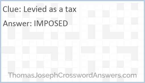 Levied as a tax Answer