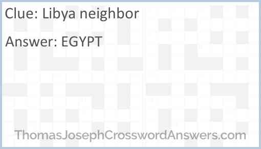 Libya neighbor crossword clue ThomasJosephCrosswordAnswers com