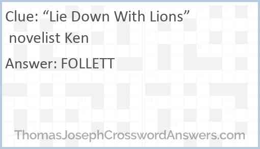 “Lie Down With Lions” novelist Ken Answer