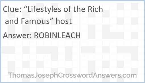 “Lifestyles of the Rich and Famous” host Answer