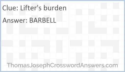 Lifter’s burden Answer