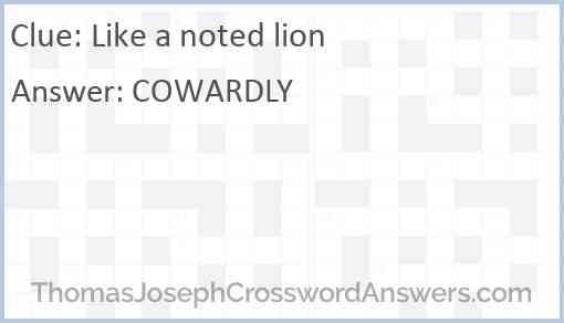 Like a noted lion Answer