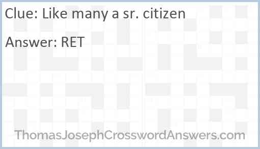 Like many a sr. citizen Answer