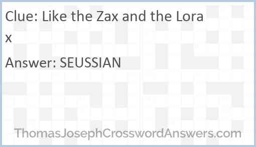 Like the Zax and the Lorax Answer