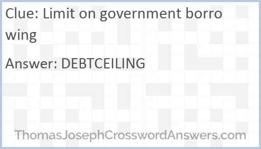 Limit on government borrowing Answer