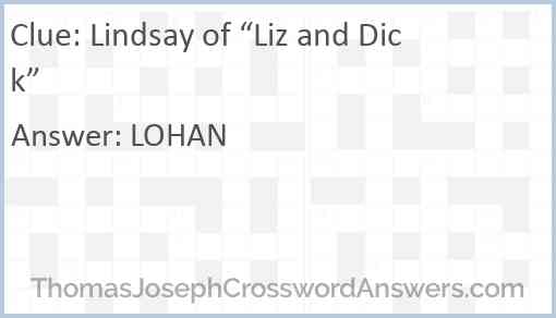 Lindsay of “Liz and Dick” Answer