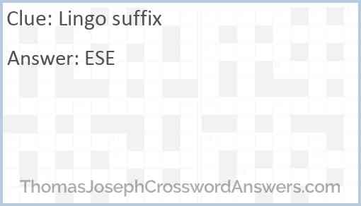 Lingo suffix Answer