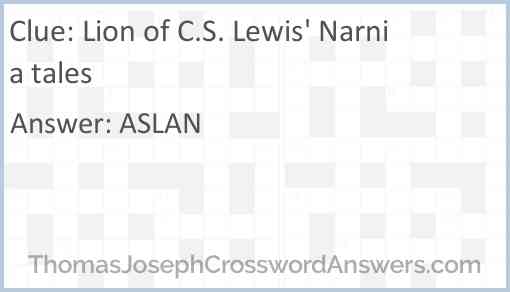 Lion of C.S. Lewis' Narnia tales Answer