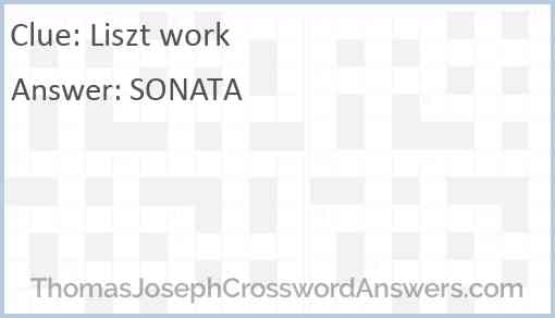 Liszt work Answer