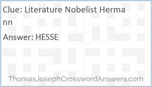 Literature Nobelist Hermann Answer