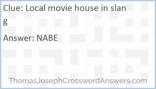 Local movie house in slang Answer
