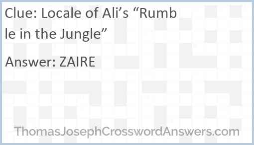 Locale of Ali’s “Rumble in the Jungle” Answer