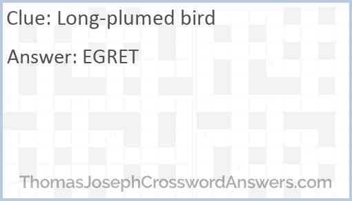 Long plumed bird crossword clue ThomasJosephCrosswordAnswers com