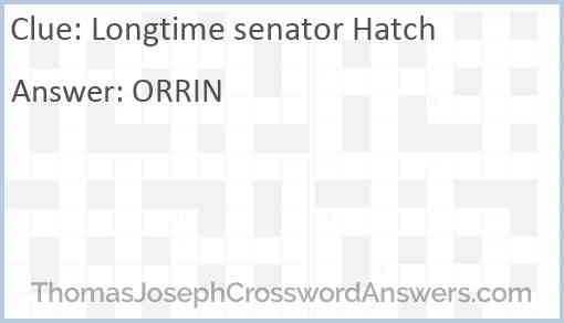 Longtime senator Hatch Answer
