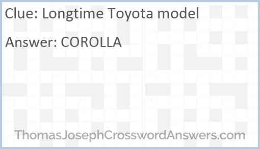 Longtime Toyota model Answer