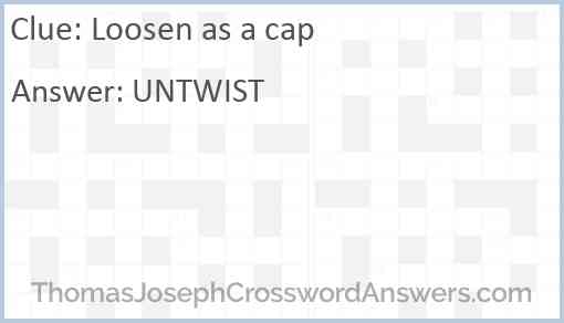 Loosen as a cap Answer