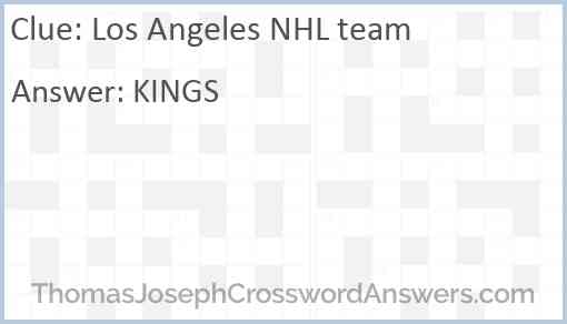 Los Angeles NHL team Answer