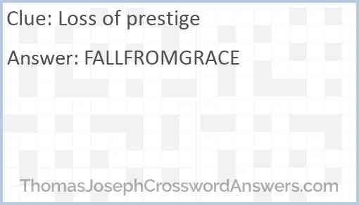 Loss of prestige Answer