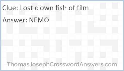 Lost clown fish of film Answer