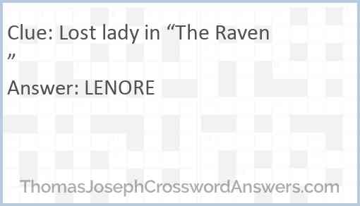 Lost lady in “The Raven” Answer