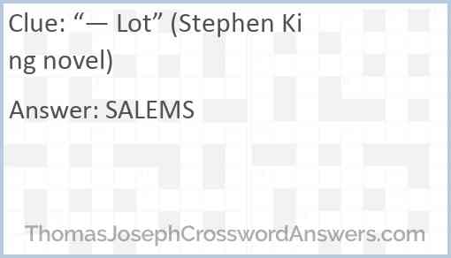 “— Lot” (Stephen King novel) Answer