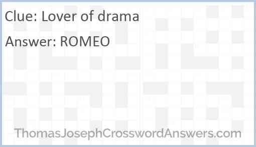 Lover of drama Answer