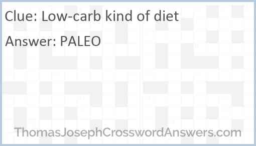 Low-carb kind of diet Answer