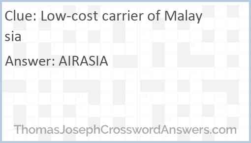 Low-cost carrier of Malaysia Answer