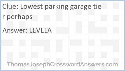 Lowest parking garage tier perhaps Answer