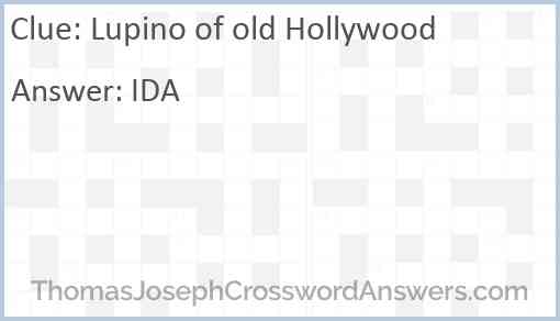 Lupino of old Hollywood Answer