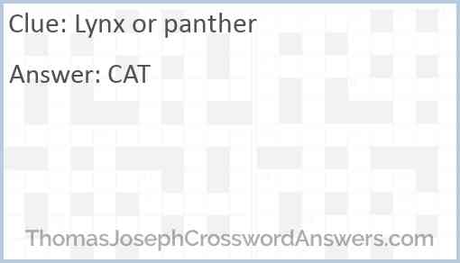 Lynx or panther Answer