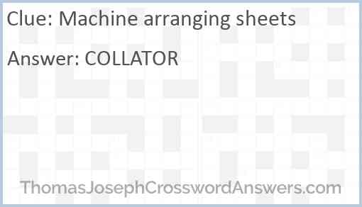 Machine arranging sheets Answer