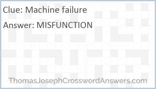 Machine failure Answer