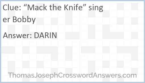 “Mack the Knife” singer Bobby Answer