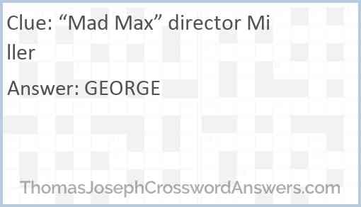 “Mad Max” director Miller Answer