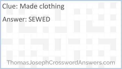 Made clothing Answer