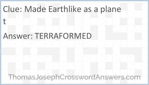 Made Earthlike as a planet Answer