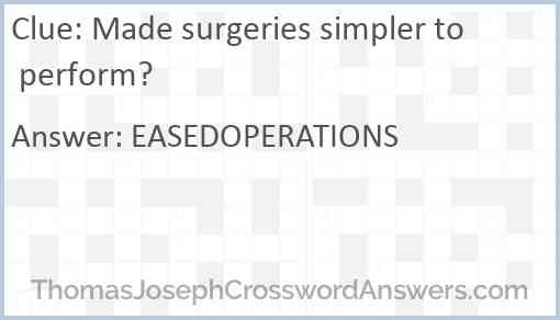 Made surgeries simpler to perform? Answer