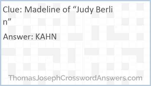 Madeline of “Judy Berlin” Answer