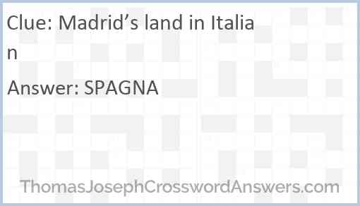 Madrid’s land in Italian Answer