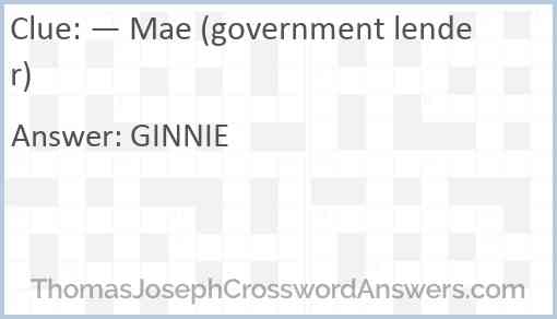 — Mae (government lender) Answer